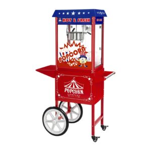 Stroj na popcorn s vozíkem 1600W (americký design)