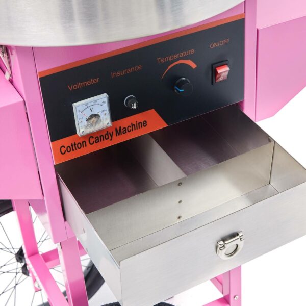 Mobilní stroj na cukrovou vatu 1000W s miskami (růžový) - Image 4