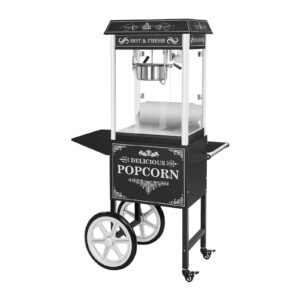 Stroj na popcorn s vozíkem 1600W (černý retro design)