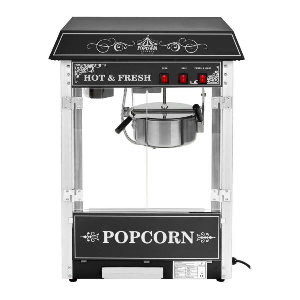 Stroj na popcorn s vozíkem 1600W (černý retro design) - Image 2