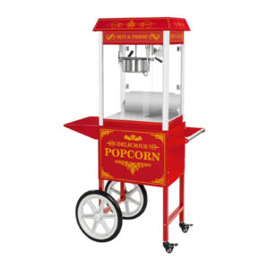 Stroj na popcorn s vozíkem 1600W (červený retro design)