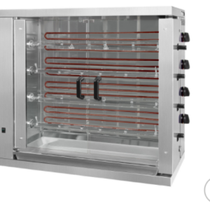 Gril na kuřata - elektrický – 4 jehly pro 24 kuřat 1098 x 480 x 1000 mm