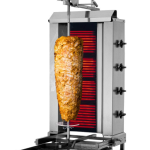 Elektrický gril na kebab / gyros (pohyblivý) - 4 hořáky - Max. 60 kg