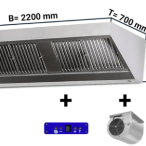 Digestoř 2200mm x 700 nástěnný s motorem, regulátorem, osvětlením