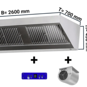 Digestoř 2600mm x 700 nástěnný s motorem, regulátorem, osvětlením