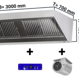 Digestoř 3000mm x 700 nástěnný s motorem, regulátorem, osvětlením