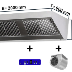 Digestoř 2000mm x 900 nástěnný s motorem, regulátorem, osvětlením