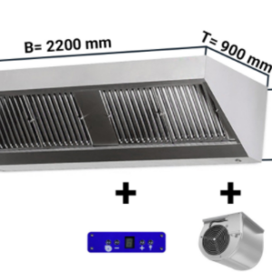 Digestoř 2200mm x 900 nástěnný s motorem, regulátorem, osvětlením
