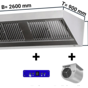 Digestoř 2600mm x 900 nástěnný s motorem, regulátorem, osvětlením
