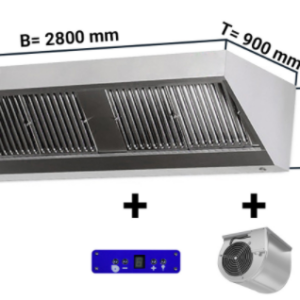 Digestoř 2800mm x 900 nástěnný s motorem, regulátorem, osvětlením