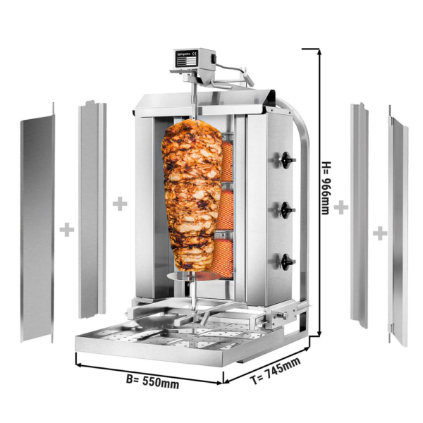 Plynový gril na kebab (pohyblivé) – 3 hořáky |40kg - Image 9
