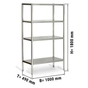 Nerezový regál - 1,0 x 0,5 m - se 4 policemi (NASTAVITELNÉ)