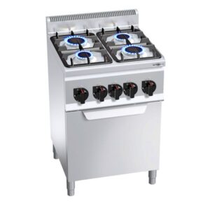 Plynový sporák 4 hořáky (12,4kW) + elektrická trouba (3,5kW)