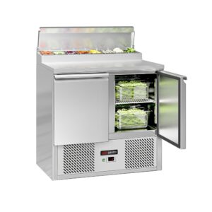 Pizza chladící stůl s chladící vitrínou 0,9x0,7 M / Přípravný stůl