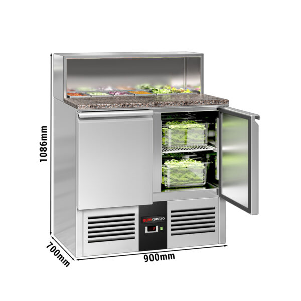 Pizza chladící stůl s chladící vitrínou 0,9x0,7 M/2 dveře (S vrchní částí z nerezavějící oceli a žulovou deskou - pro 5x GN 1/6) - Image 9