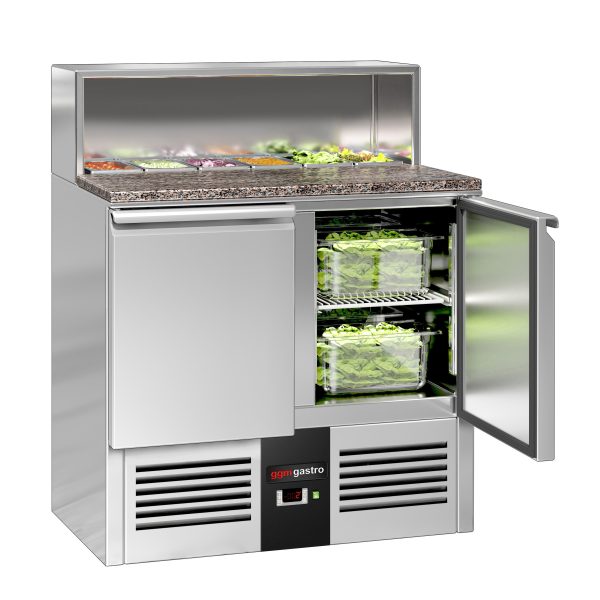 Pizza chladící stůl s chladící vitrínou 0,9x0,7 M/2 dveře (S vrchní částí z nerezavějící oceli a žulovou deskou - pro 5x GN 1/6) - Image 8