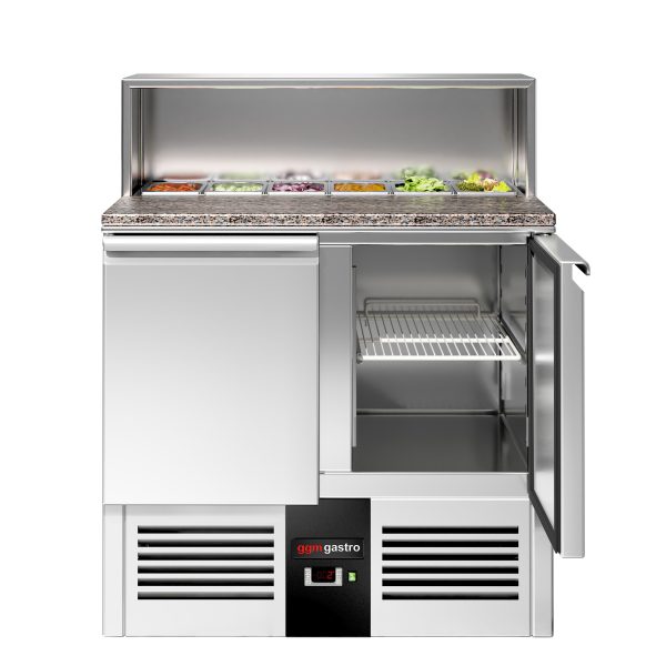 Pizza chladící stůl s chladící vitrínou 0,9x0,7 M/2 dveře (S vrchní částí z nerezavějící oceli a žulovou deskou - pro 5x GN 1/6) - Image 6