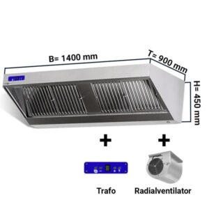 Digestoř 1400mm x 900 nástěnný s motorem, regulátorem, osvětlením