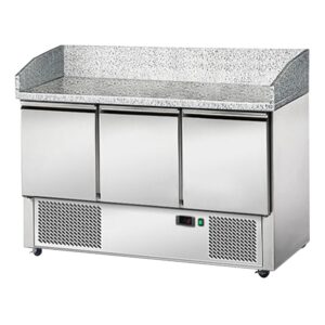 Chladící stůl na saláty / pizzu -žulová deska 1,4 x 0,7 m - se 3 dveřmi