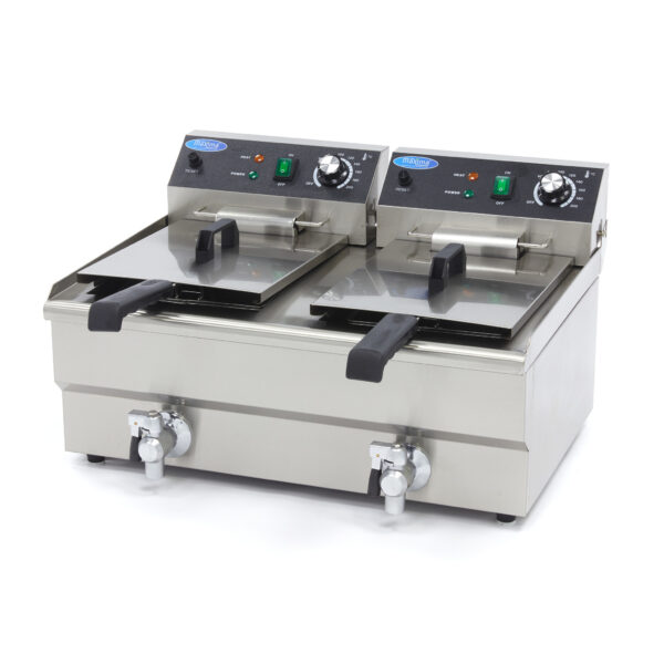 Elektrická fritéza s kohoutkem – 2×13 l | Maxima 09365231