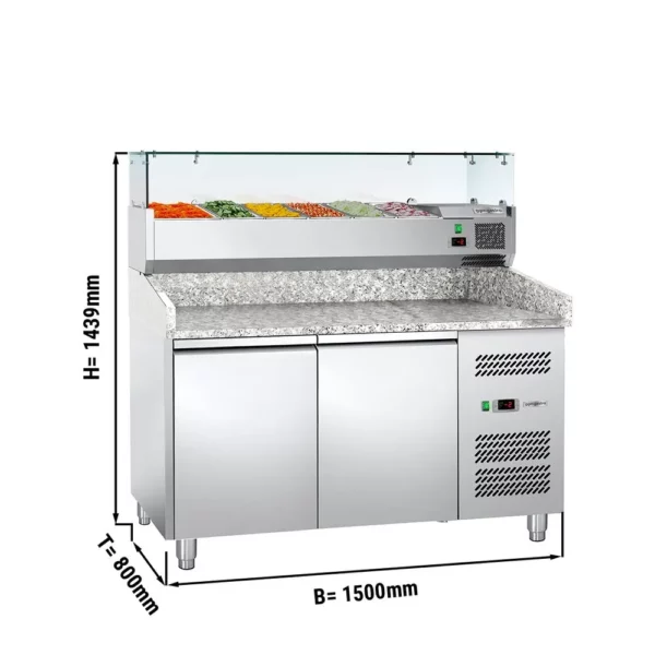 Chladící stůl na pizzu ECO - - 1,5 x 0,8 m - se 2 dveřmi (6x 1/3 GN se skleněnou deskou) - Image 6