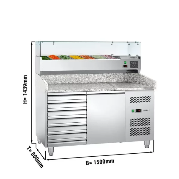 Chladící stůl na pizzu ECO - 1,5 x 0,8 m - s 1 dvířky a 7 zásuvkami - Image 8