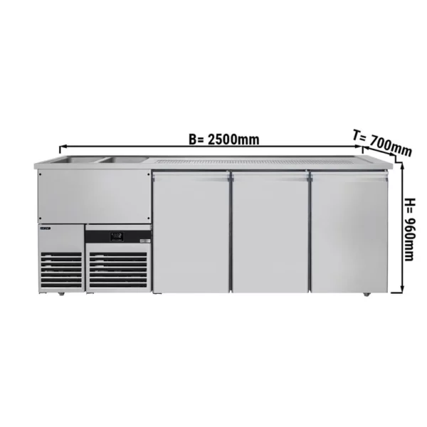 Pivní pult - Barový pult - 2,5 x 0,7 m - se 3 dveřmi L - Image 3