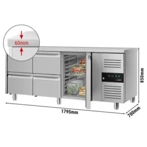 Chladící pult ECO - 1,8 x 0,7 m - s 1 dvířky a 4 zásuvkami 1/2