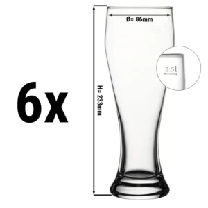 Pohár na pivo - 665 ccm - cejchovaný na 0,5 L (sada 6 kusů)