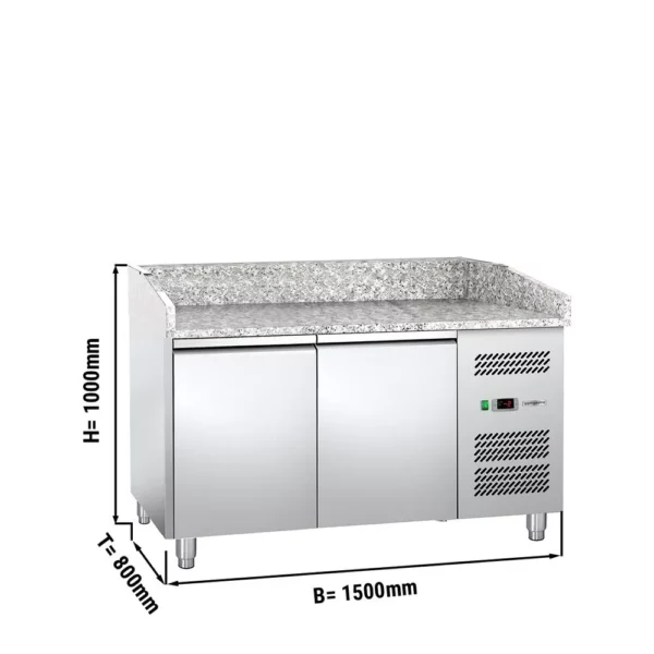 Chladící stůl na pizzu se žulovou deskou - 1,5 x 0,8 m - se 2 dveřmi - Image 2