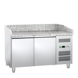Chladící stůl na pizzu se žulovou deskou - 1,5 x 0,8 m - se 2 dveřmi