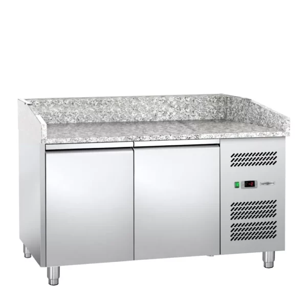 Chladící stůl na pizzu se žulovou deskou - 1,5 x 0,8 m - se 2 dveřmi