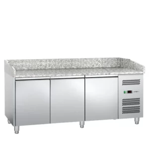 Chladící stůl na pizzu se žulovou deskou -2,0 x 0,8 m - se 3 dveřmi