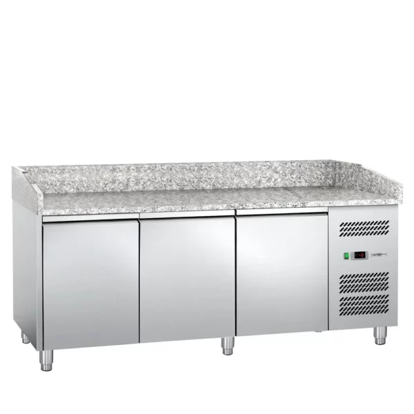 Chladící stůl na pizzu se žulovou deskou -2,0 x 0,8 m - se 3 dveřmi