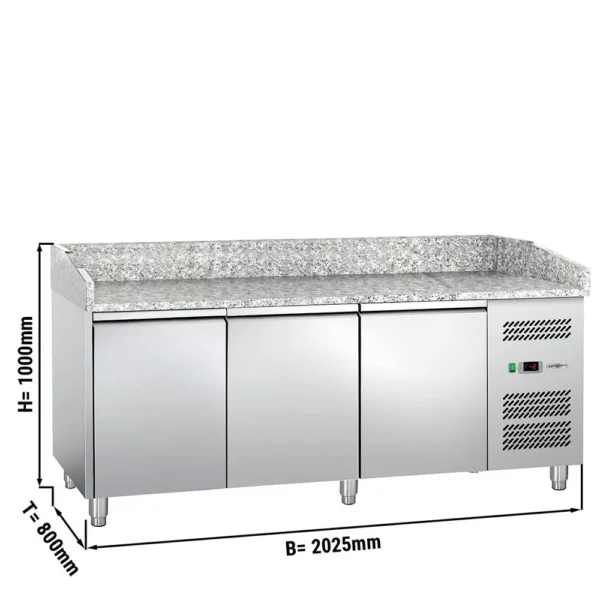 Chladící stůl na pizzu se žulovou deskou -2,0 x 0,8 m - se 3 dveřmi - Image 7