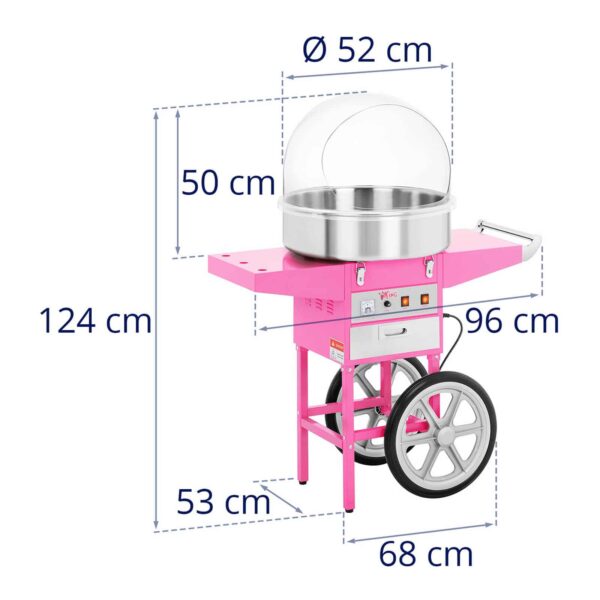 Stroj na cukrovou vatu Royal- 52 cm - 1 200 W + vozík - Image 2