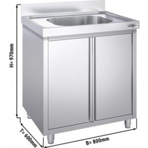 Nerezová dřezová skříňka ECO - 800x600mm - 1 umyvadlo - Š400xH400xV250mm