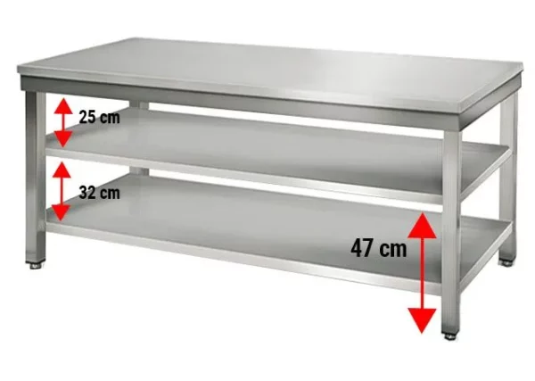 Nerezový pracovní stůl - 180 x 60 cm - se základní policí ATK186 - Image 6