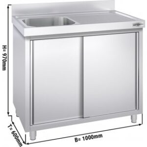 Nerezová dřezová skříňka ECO - 1000x600mm - 1 umyvadlo levé - Š400xH400xV250mm