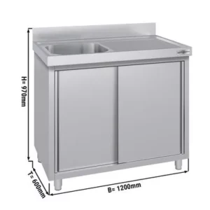 Nerezová dřezová skříňka ECO - 1200x600mm - 1 umyvadlo levé - Š500xH400xV250mm