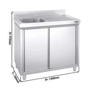 Nerezová dřezová skříňka ECO - 1400x700mm - 1 umyvadlo levé - Š600xH500xV300mm