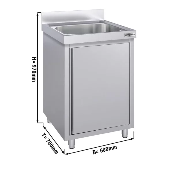 Nerezová dřezová skříňka ECO - 600x700mm - 1 umyvadlo - Š400xH400xV250mm - Image 5
