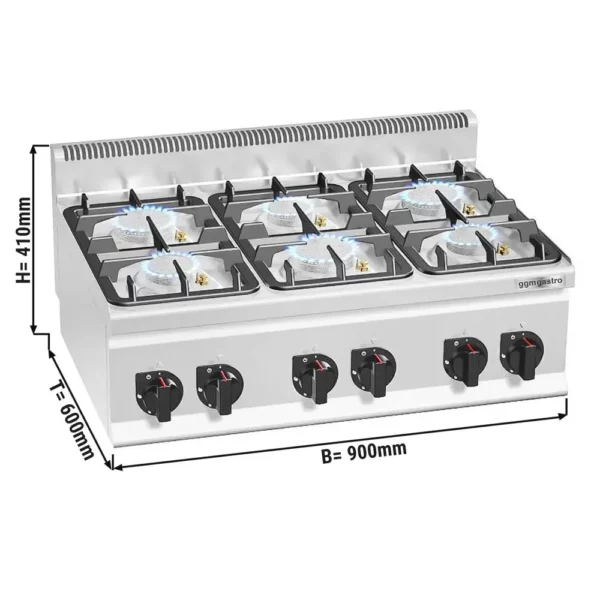 Plynový sporák 6 hořáků (28,5 kW)