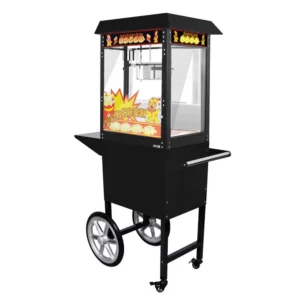 Stroj na popcorn s vozíkem-5 kg/h -černý