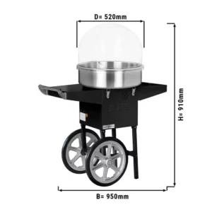 Stroj na cukrovou vatu 52cm -včetně krytu- černý