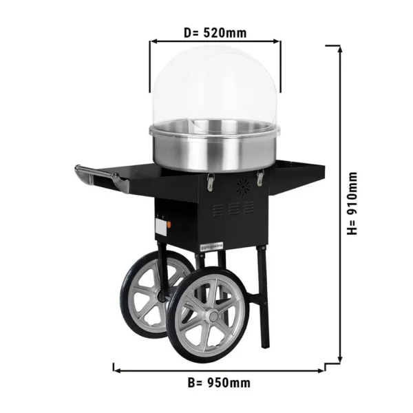 Stroj na cukrovou vatu 52cm -včetně krytu- černý