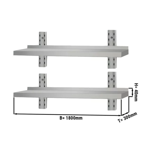 Nástěnné police ECO - 1800x300mm - se 2 úrovněmi wbk183