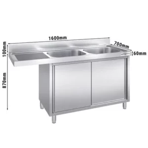 Dřezová skříňka k myčce nádobí- 1600x700- 1 umyvadlo vpravo Š400xH500xV250mm