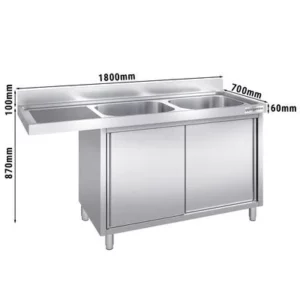 Dřezová skříňka k myčce nádobí- 1800x700- 1 umyvadlo vpravo Š500xH500xV300mm