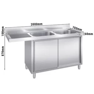 Dřezová skříňka k myčce nádobí - 2000x700 - 1 umyvadlo vpravo Š600xH500xV300mm